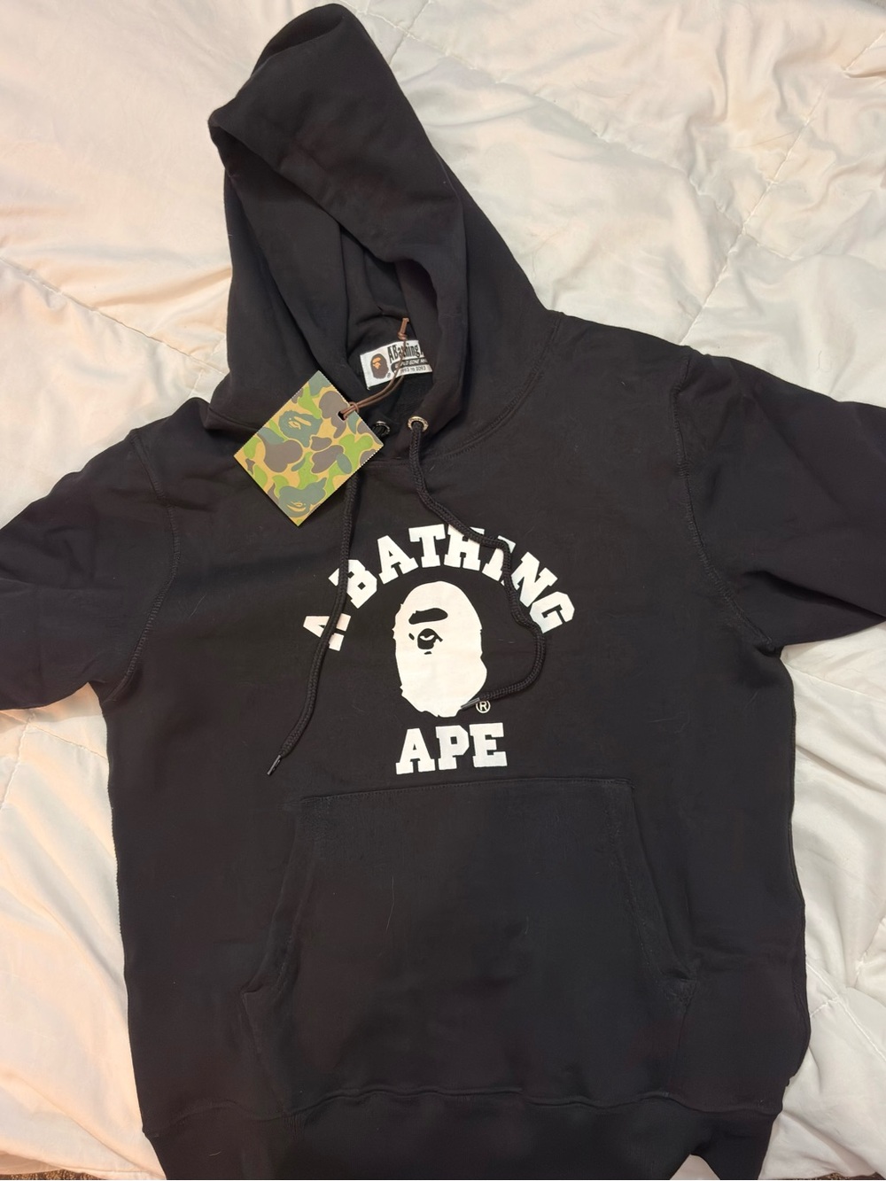 Bathing Ape Black and white Logo Hoodie